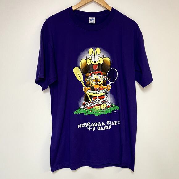 Vintage Garfield Shirt 90s Nebraska 4H Camp Summer Cartoon - Picture 1 of 2